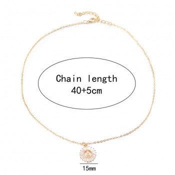 Pipitree Copper White Cubic Zirconia 26 Alphabet Letter Pendant Necklaces A-Z Initial Charm Chain Necklace Women Jewelry Collar