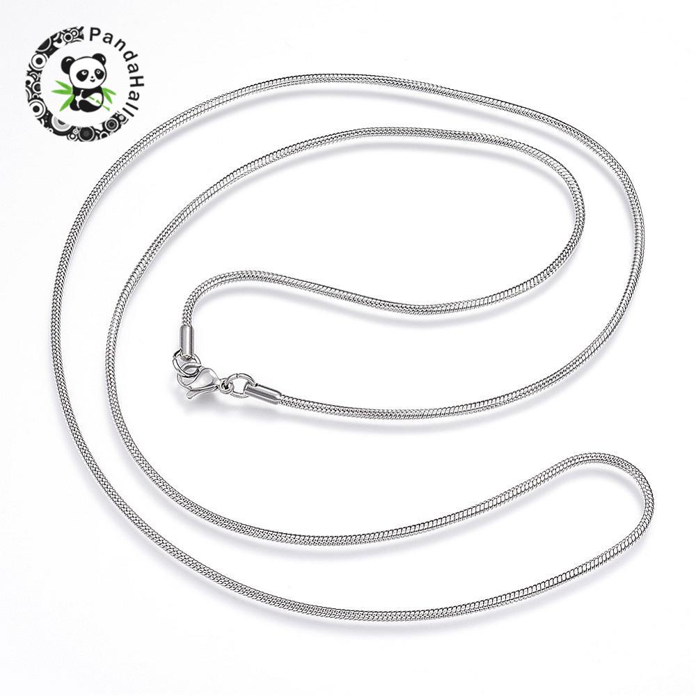 304 Stainless Steel Snake Chain Necklaces, with Lobster Claw Clasps, Stainless Steel Color, 29.9(76cm); 2mm