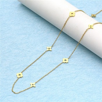 SHE WEIER stainless steel Long necklaces pendants neckless chain gold women necklace fashion jewelry silver jewels flower