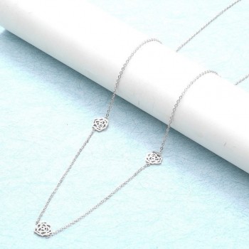 SHE WEIER stainless steel Long necklaces pendants neckless chain gold women necklace fashion jewelry silver jewels flower