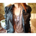Hot Selling New Arrival Free Shipping Silver Light Leaf Multi-Layer Long Necklace N55