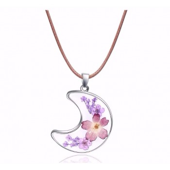 2018 Hot Dried Flower Pendant Necklace Glass Ball Plant Flower Crystal Long Chain Necklace Gift Collier Femme