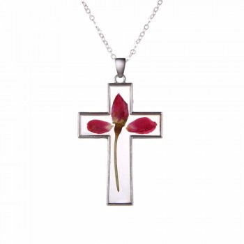 2018 Hot Dried Flower Pendant Necklace Glass Ball Plant Flower Crystal Long Chain Necklace Gift Collier Femme