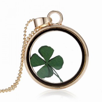2018 Hot Dried Flower Pendant Necklace Glass Ball Plant Flower Crystal Long Chain Necklace Gift Collier Femme