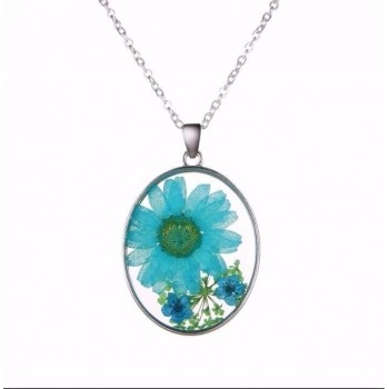 2018 Hot Dried Flower Pendant Necklace Glass Ball Plant Flower Crystal Long Chain Necklace Gift Collier Femme