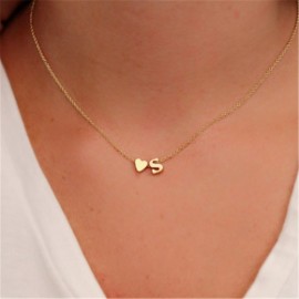 Tiny Gold Silver Initial Name Choker Necklace 26 Letters amp;Heart Pendant Necklace Women Collares Collier Gift Jewelry  XL217