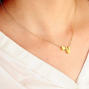 Tiny Gold Silver Initial Name Choker Necklace 26 Letters amp;Heart Pendant Necklace Women Collares Collier Gift Jewelry  XL217