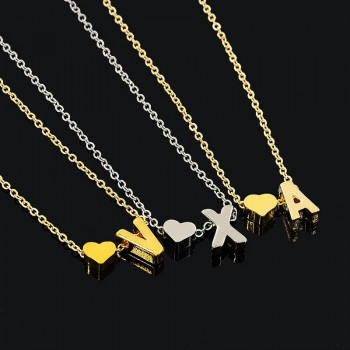 Tiny Gold Silver Initial Name Choker Necklace 26 Letters amp;Heart Pendant Necklace Women Collares Collier Gift Jewelry  XL217