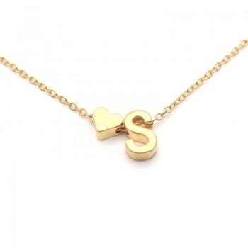 Tiny Gold Silver Initial Name Choker Necklace 26 Letters amp;Heart Pendant Necklace Women Collares Collier Gift Jewelry  XL217