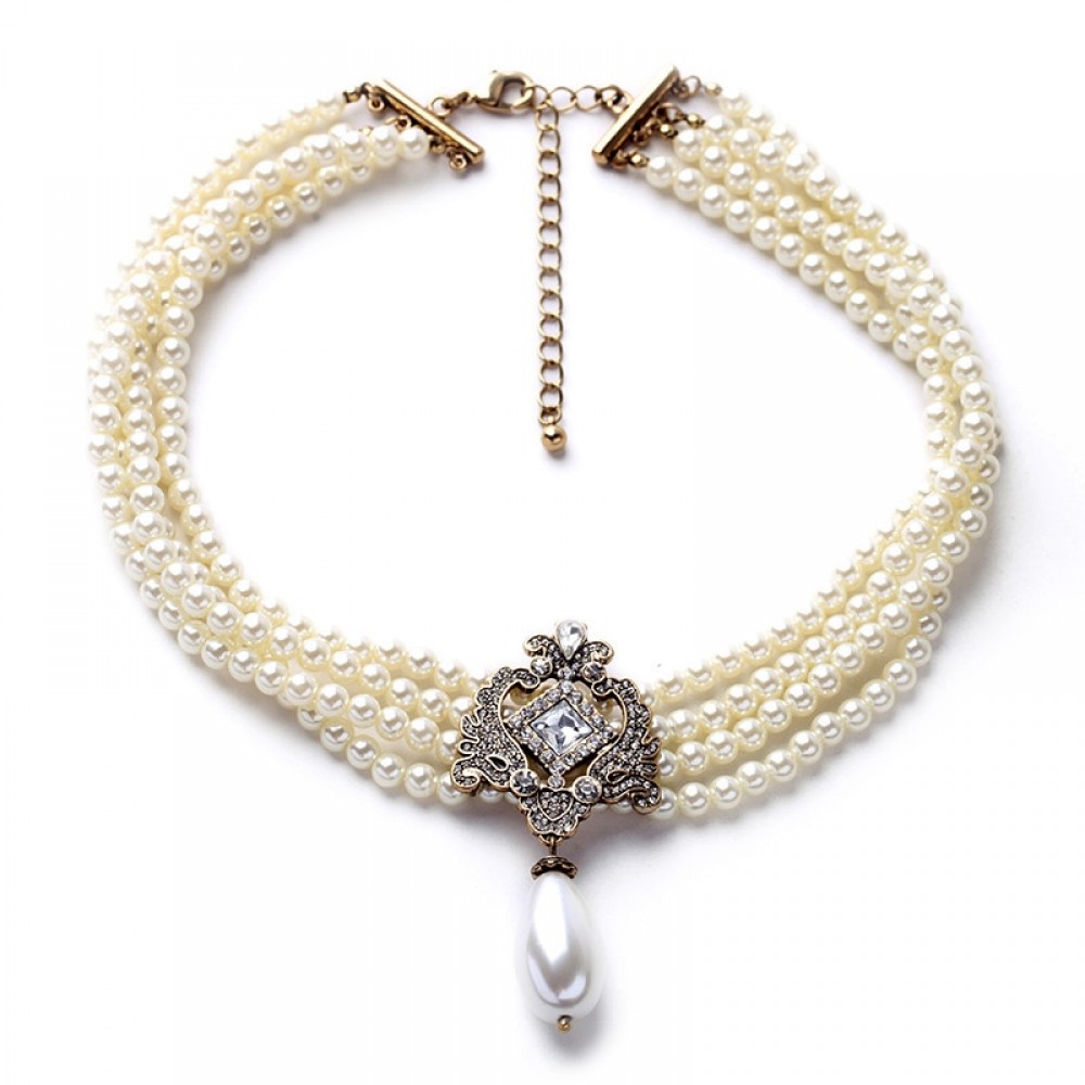 2016 Party Dazzle Noble Multilayer Beads Chain Romantic Choker Necklace Simulated Pearl Necklace  Fashion Jewelry
