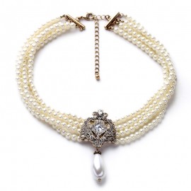 2016 Party Dazzle Noble Multilayer Beads Chain Romantic Choker Necklace Simulated Pearl Necklace  Fashion Jewelry