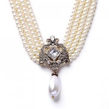 2016 Party Dazzle Noble Multilayer Beads Chain Romantic Choker Necklace Simulated Pearl Necklace  Fashion Jewelry