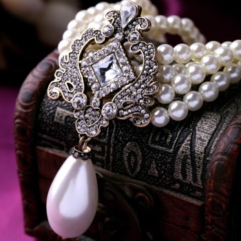 2016 Party Dazzle Noble Multilayer Beads Chain Romantic Choker Necklace Simulated Pearl Necklace  Fashion Jewelry