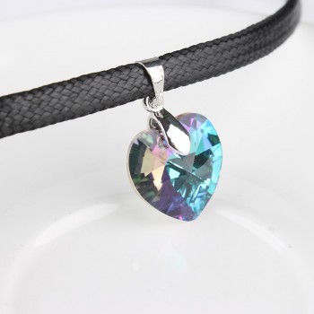 BeBella black rope chain choker Xilion heart collier necklace with Crystals from Swarovskin Elements for women girls gift 2018
