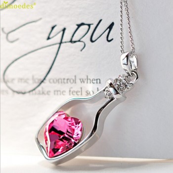 Diomedes Newest Gorgeous Luxury Necklace New Women Ladies Fashion Popular Crystal Necklace Love Drift Bottles #0000