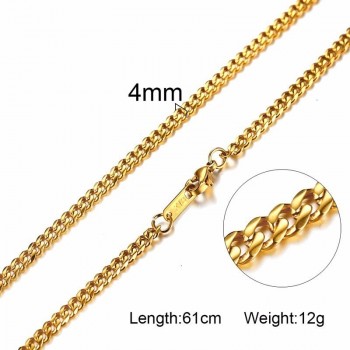 Vnox Men Women Necklace Gold Tone Snake Miami Cuba Wheat Spiga Paima Link Round Box Curb Chains Stainless Steel Choker w/ K 18