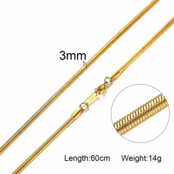 Vnox Men Women Necklace Gold Tone Snake Miami Cuba Wheat Spiga Paima Link Round Box Curb Chains Stainless Steel Choker w/ K 18