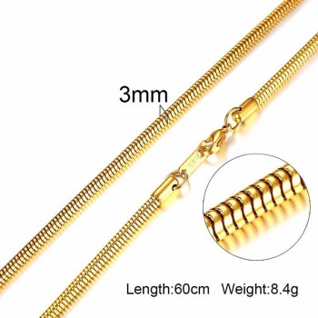 Vnox Men Women Necklace Gold Tone Snake Miami Cuba Wheat Spiga Paima Link Round Box Curb Chains Stainless Steel Choker w/ K 18