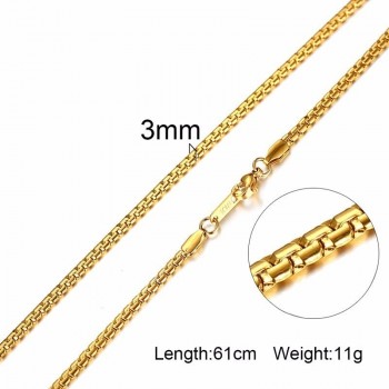 Vnox Men Women Necklace Gold Tone Snake Miami Cuba Wheat Spiga Paima Link Round Box Curb Chains Stainless Steel Choker w/ K 18
