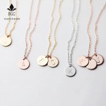 BGG Simple Metal Round Coin Alphabet Letter Pendant Stainless Steel Choker Necklace Gold Chain Women Jewelry Accessories