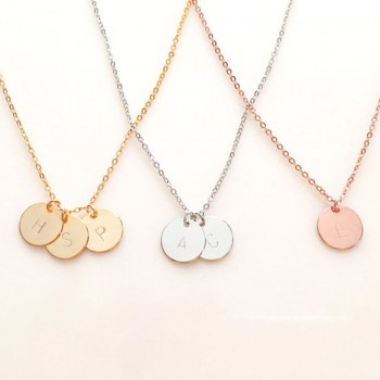 BGG Simple Metal Round Coin Alphabet Letter Pendant Stainless Steel Choker Necklace Gold Chain Women Jewelry Accessories