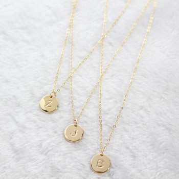 BGG Simple Metal Round Coin Alphabet Letter Pendant Stainless Steel Choker Necklace Gold Chain Women Jewelry Accessories