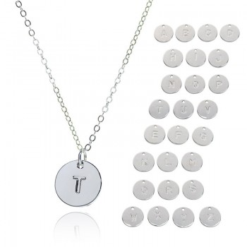 BGG Simple Metal Round Coin Alphabet Letter Pendant Stainless Steel Choker Necklace Gold Chain Women Jewelry Accessories
