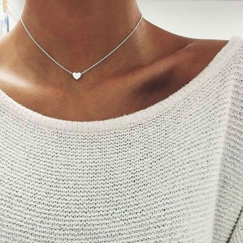 2018 Hot Crystal Heart Necklace For Women Romantic Fashion Classic Rhinestones ladies girl choker collar ribbon gold Silver #010