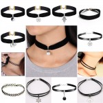 Handmade Velvet Lace Vintage Choker Necklace For Women Collar Torques Neck Jewelry Stretch Yin Yang Unicorn Charm Gothic Punk