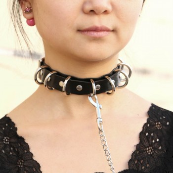 Womens Man Sexy Rivet Alternative metal slave PU Leather Collar Traction Rope,BDSM Bondage Necklace Neckband,Sex Toys For Couple