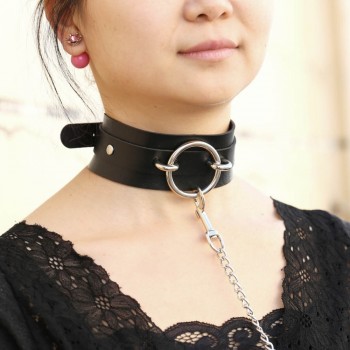 Womens Man Sexy Rivet Alternative metal slave PU Leather Collar Traction Rope,BDSM Bondage Necklace Neckband,Sex Toys For Couple