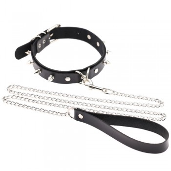 Womens Man Sexy Rivet Alternative metal slave PU Leather Collar Traction Rope,BDSM Bondage Necklace Neckband,Sex Toys For Couple