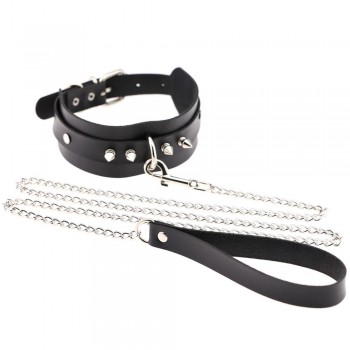 Womens Man Sexy Rivet Alternative metal slave PU Leather Collar Traction Rope,BDSM Bondage Necklace Neckband,Sex Toys For Couple