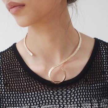 UKMOC Punk Metal Torques Chokers Necklaces For Women Fashion Jewelry Neck Collar Statement Necklaces Gold amp; Silver Color