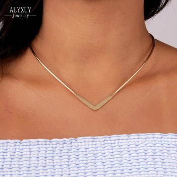 New fashion jewelry simple  V design torques choker necklace for women girl   N1819