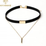 XIYANIKE New Black Velvet Choker Necklace Gold Chain Bar Chokers Necklace For Women collares mujer collier ras du cou N664