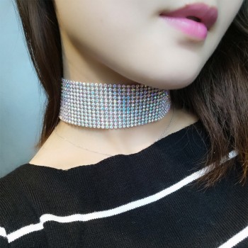 Fashion Star Style Women Full Shiny Crystal Rhinestone Collares Necklace Choker Necklaces Wedding Birthday Jewelry