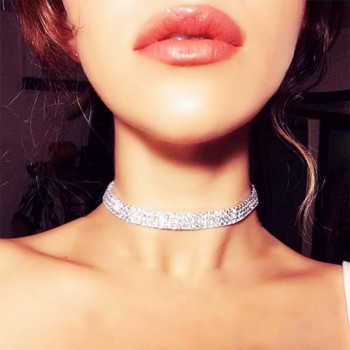 Fashion Star Style Women Full Shiny Crystal Rhinestone Collares Necklace Choker Necklaces Wedding Birthday Jewelry