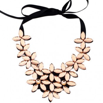 Crystal Flower Necklaces 2018 Vintage Choker Collar Ribbon Bead Pendants Chain Statement Necklaces Women Jewelry Gifts Drop Ship