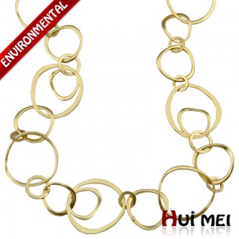 Shiny Gold / Silver Long Hoop Chain Necklaces collier femme Fashion Jewelry bijoux Statement necklace for women