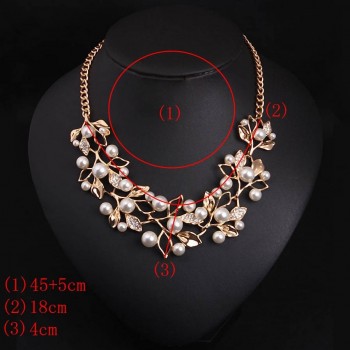 Fashion Simulated Pearl Necklacesamp;Pendants Leaves Statement Necklace Women Collares Ethnic Jewelry Personalized Gifts New Arrive