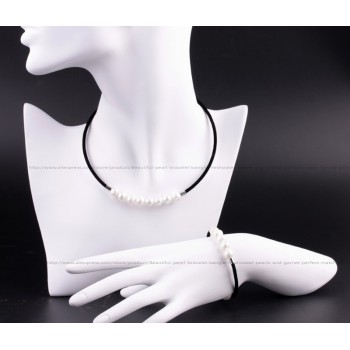 2017 Fashion real pearl necklace bracelet amp; bangle freshwater pearls and garnet perfect match for the public to wear jewelry