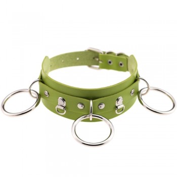 Woman Man Goth Sexy PU Leather 3 Ring Bondage Slave Collar Neck Fetish BDSM O Ring Choker