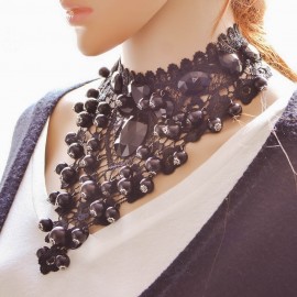 Grace Female Jewelry Black Lace Necklaces amp; Pendant Short Choker Women Accessories European Fashion False Collar Necklace JQ275