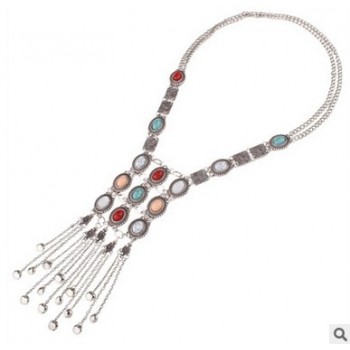 European  trade retro multi-alloy tassel pendant necklace clothes accessories imitation clavicle chain 0857