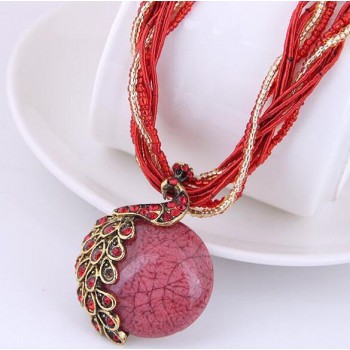 Exaggeration Crystal Necklace Bohemia Peacock Woman 2018 New Chain Ethnic Retro Folk Style Sweater Chain Necklace Jewelry