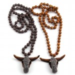 Free Shipping Fashion Long Knotted Stones Bohemian Tribal Jewelry Green Natural Stone Pendant Necklace