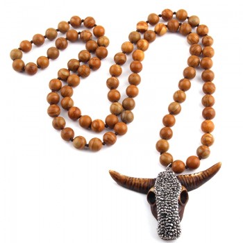 Free Shipping Fashion Long Knotted Stones Bohemian Tribal Jewelry Green Natural Stone Pendant Necklace