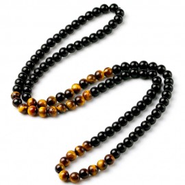 Black Onyx Mens Tiger Eye Stone Bead Necklace Fashion Natural Stone Jewelry New Design Handmade Gift