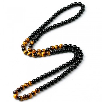 Black Onyx Mens Tiger Eye Stone Bead Necklace Fashion Natural Stone Jewelry New Design Handmade Gift